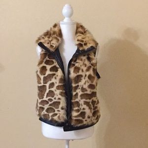 Faux leather vest with faux fur front